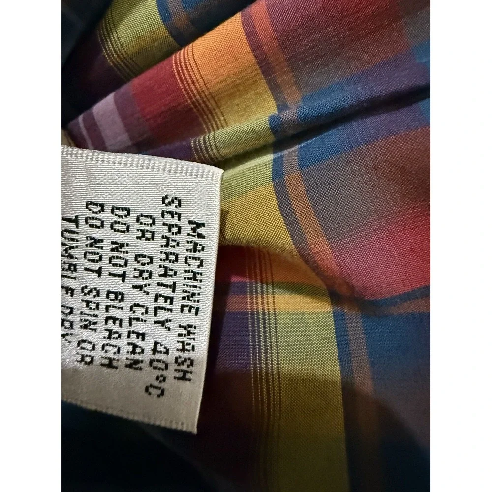 Bugatchi Shirt 2XL Blue Plaid Flip Cuff Button Up Long Sleeve Classic Fit Mens - Picture 3 of 7